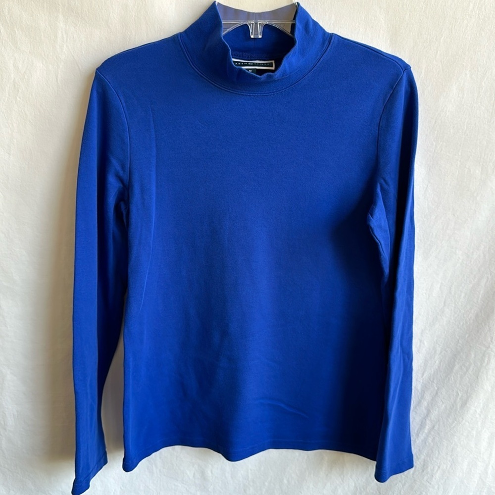 Karen Scott blue long sleeve mock turtleneck, size M